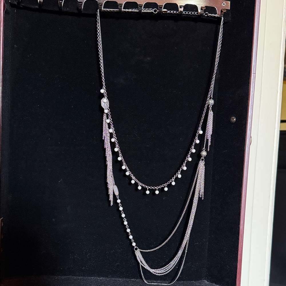 Layered Silver-Tone Multi-Strand Necklace - Silver